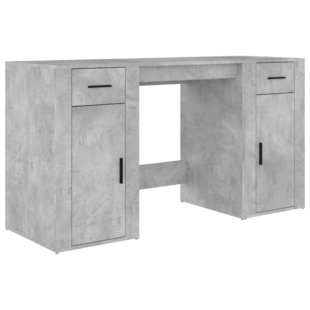 Scrivania da ufficio postazione di lavoro mobile per computer studio con mobiletto legno ingegnerizzato grigio 02_0023390