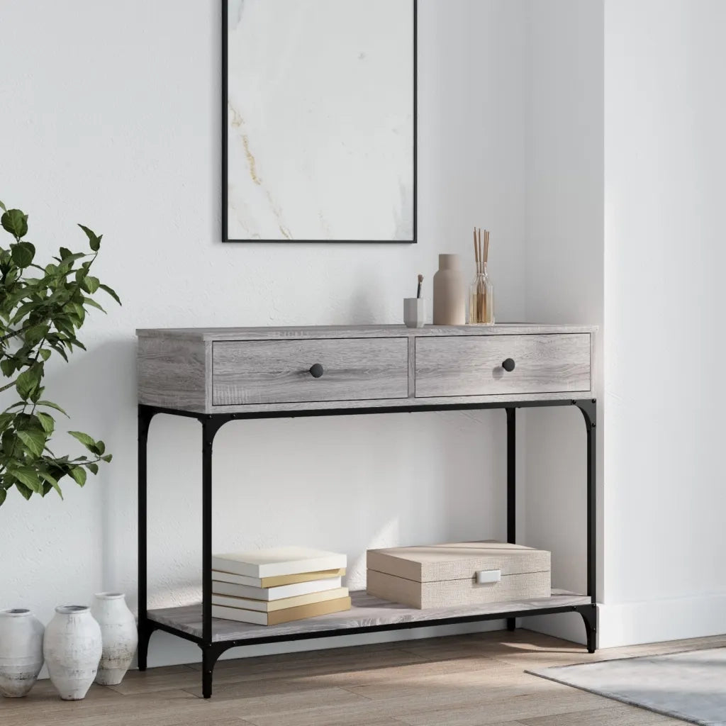 Tavolino Consolle-Tavolino da soggiorno-Tavolo Grigio Sonoma 100x34,5x75cm Legno Multistrato 432180