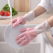 3 paia guanti riutilizzabili, resistenti e sostenibili con maniche lunghe in PVC-vinyl, taglia L, per uso domestico.