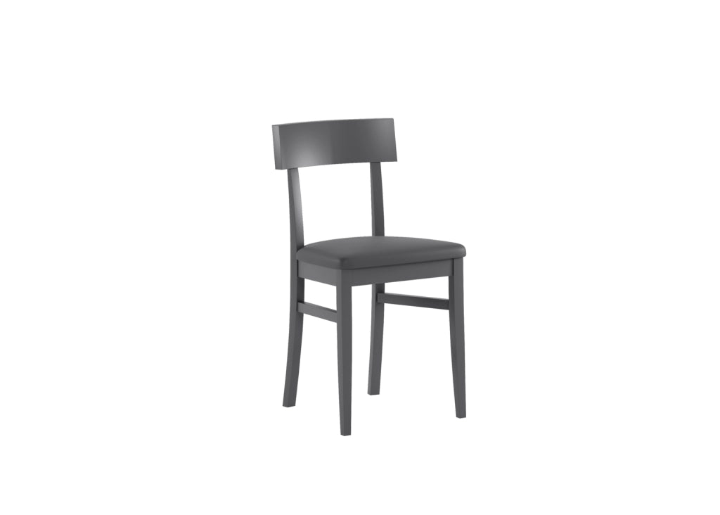 Sedia in legno laccato grigio scuro con seduta in similpelle 44x45xh. 82 cm 2 pz