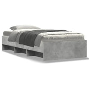 Letto singolo | Letto per adulti | Giroletto Grigio Cemento 90x200 cm in Legno Multistrato