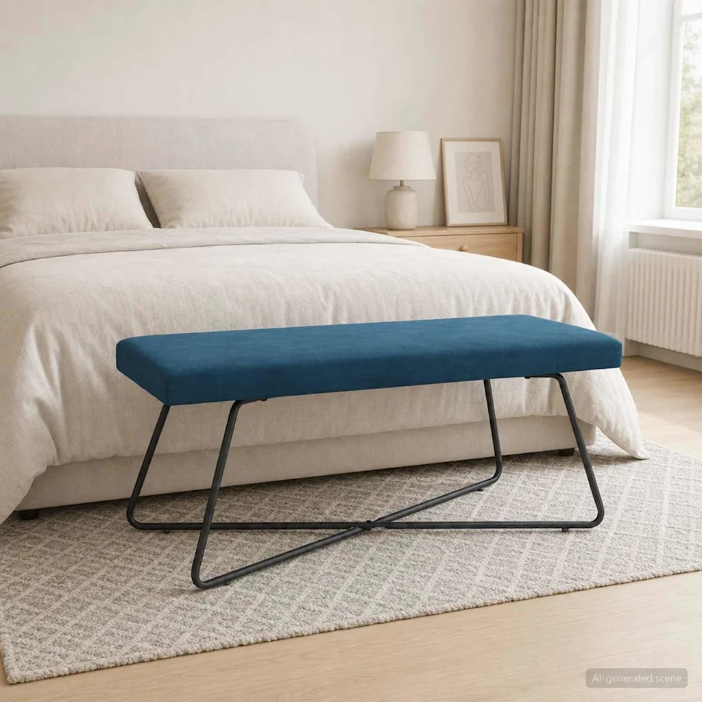 panchina Blu 110 x 40 x 45 cm Velluto 42038352