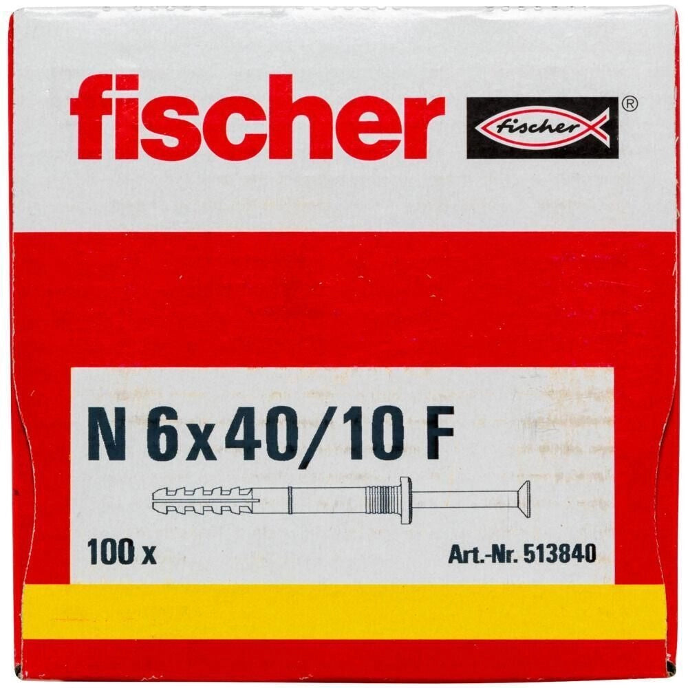 Fischer 513840 ancoraggio a vite e tassello 100 pz Kit di viti e tasselli a muro 40 mm