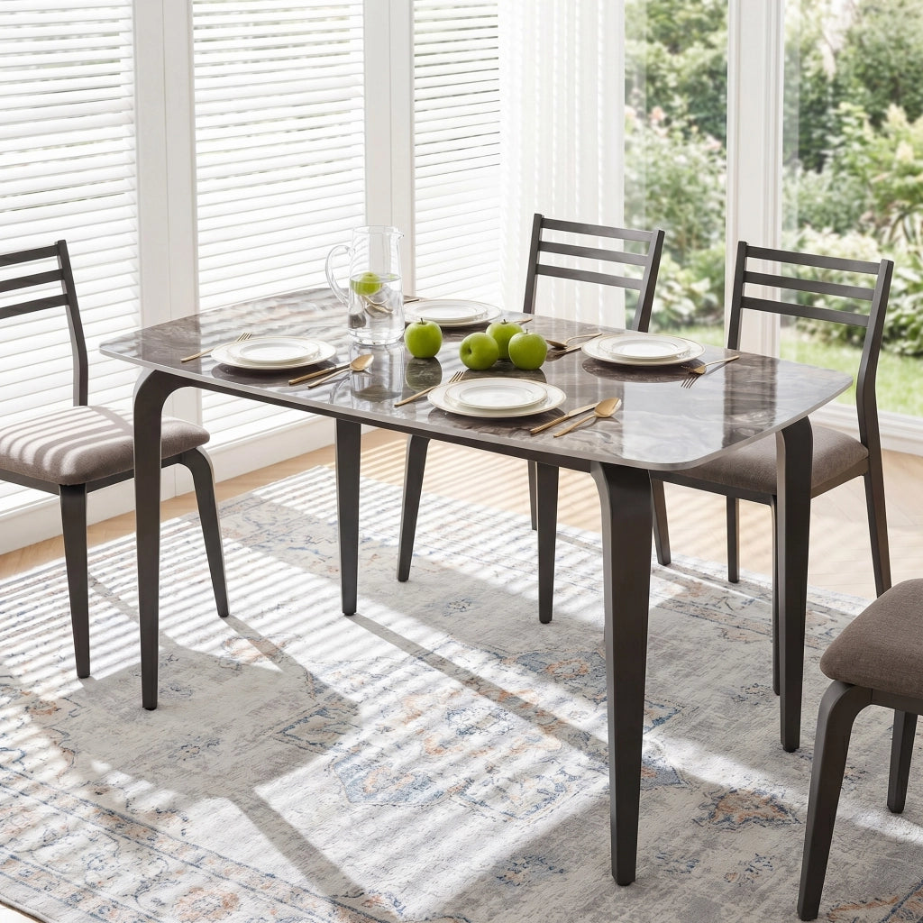Tavolo da Pranzo Moderno ¨C zephmum ¨C Pietra Sinterizzata, Marrone, 130x70 cm