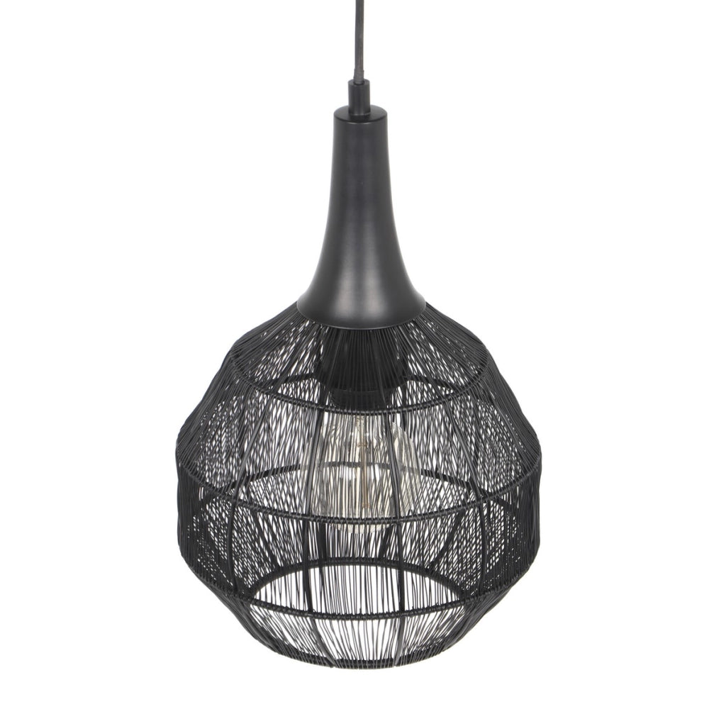 Lampada a sospensione industriale nera E27 Trio Soraya