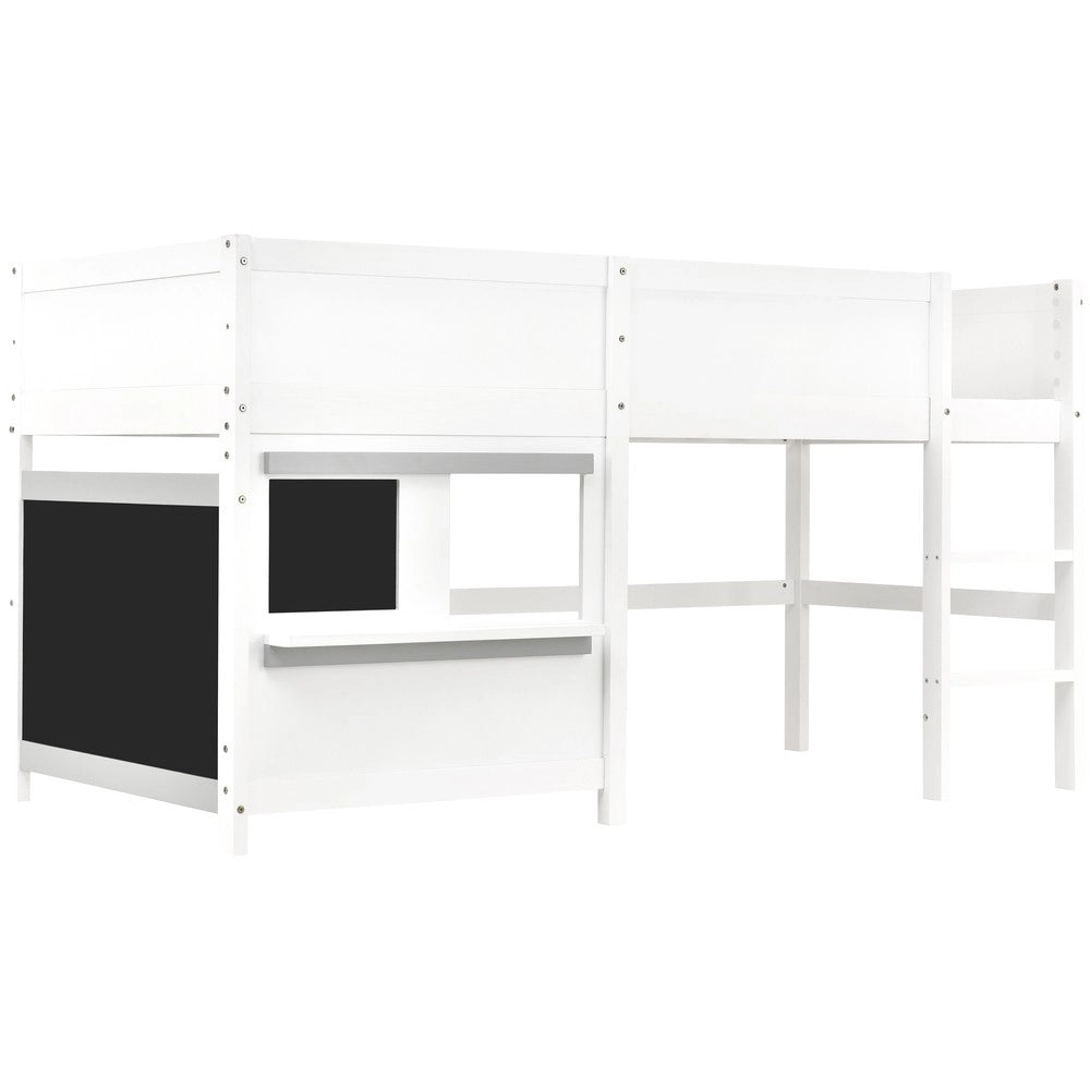 Letto a Castello Bambini con Ripiano e Lavagna ¨C MINIMAL ¨C Bianco 90x200