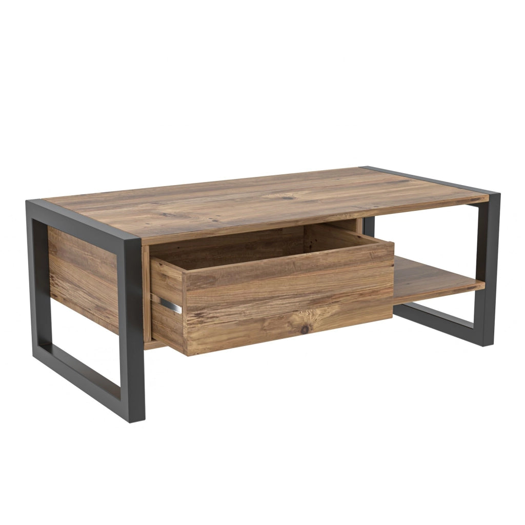 Tavolino in legno "Haldizen" - 105 x 55 x 40 cm - Marrone