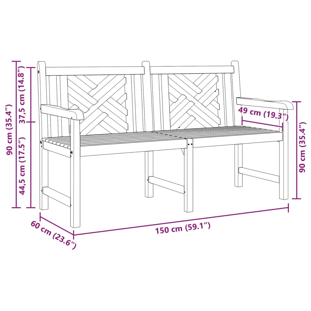 Panchina da giardino 150 x 60 x 90 cm Legno di teak solido 42001965