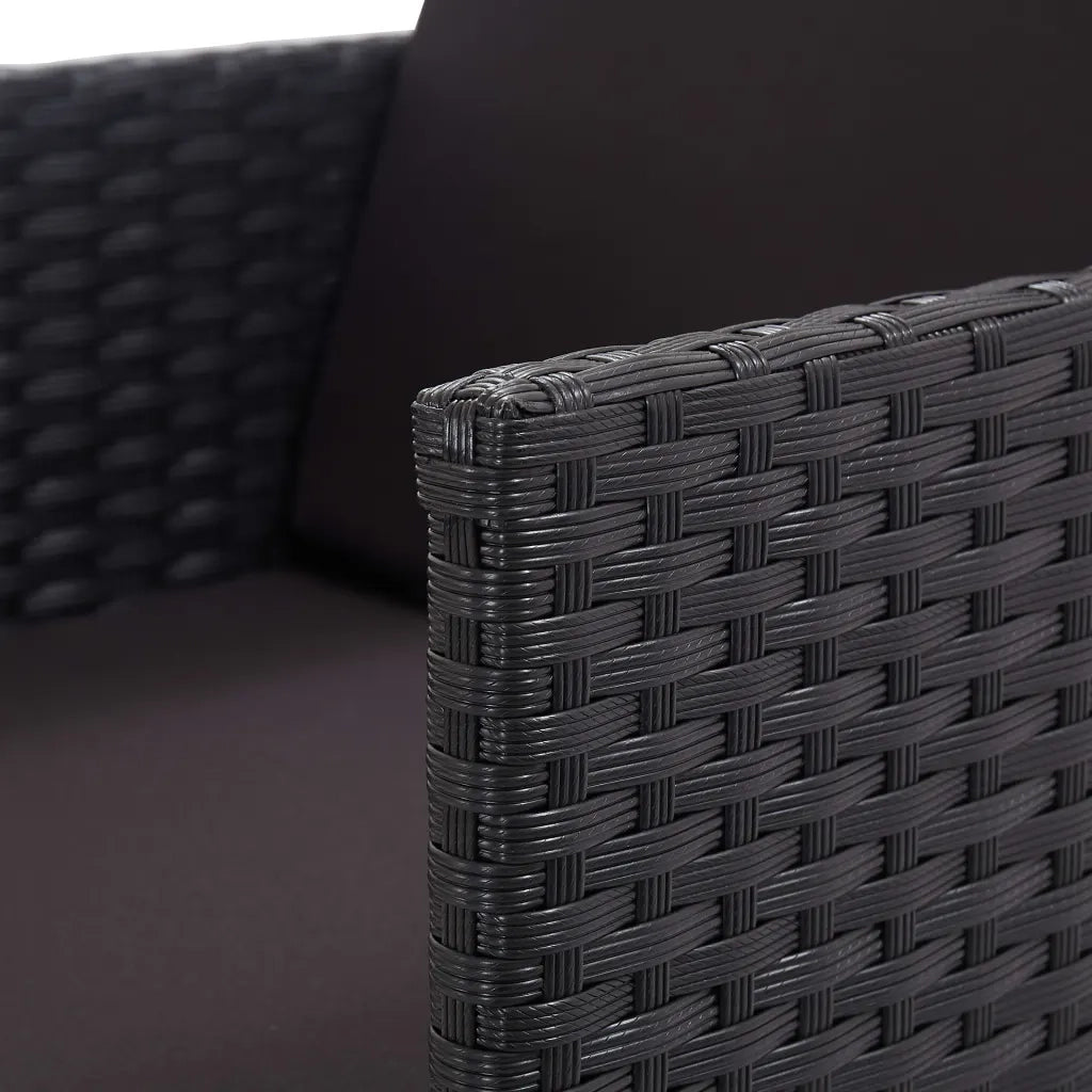Set da Pranzo da Giardino 13 pz con Cuscini in Polyrattan Nero  cod mxl 50646