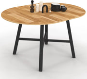Tavolo da pranzo rotondo allungabile MADELEINE 4-6 persone in legno e metallo nero 110-150 cm