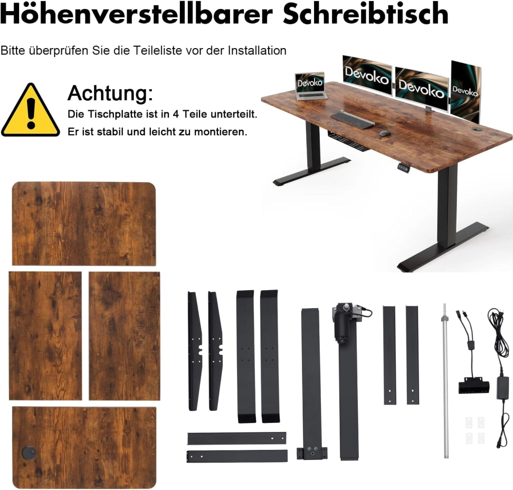 Scrivania elettrica regolabile in altezza, 120 x 60 cm, stabile scrivania senza oscillazioni, regolazione silenziosa dell'altezza per casa, ufficio, 71 – 119 cm, funzione 2 memoria, colore