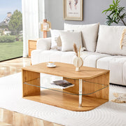 Tavolino da caffè 100x60x42 cm con doppio spazio contenitore in MDF naturale