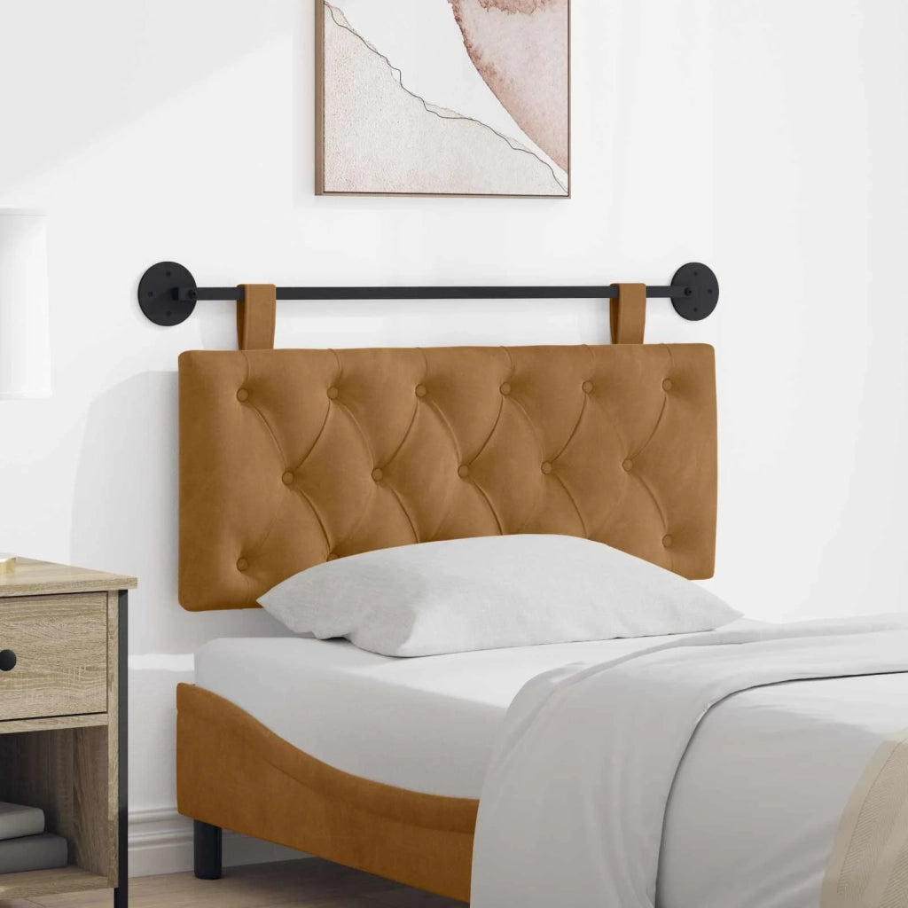 Testiera sospesa Con luce LED Marrone Velluto
