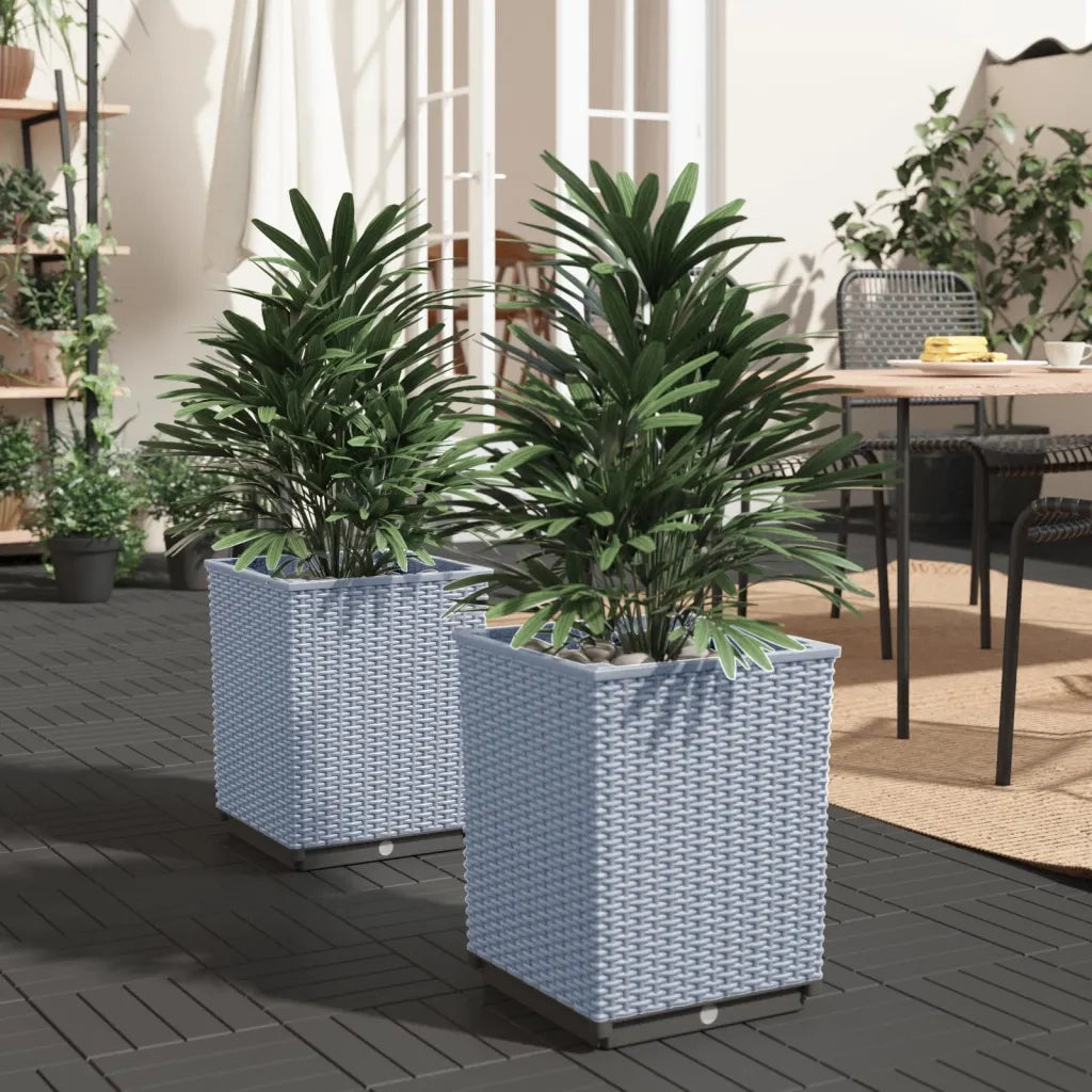 2 pz Fioriere | Cassetta per fiori | Vaso Grigio Chiaro 30x30x37 cm in Polipropilene