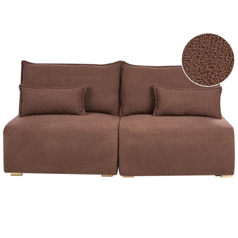 Divano componibile Marrone Boucle imbottito con funzione letto e contenitore Stile minimalista