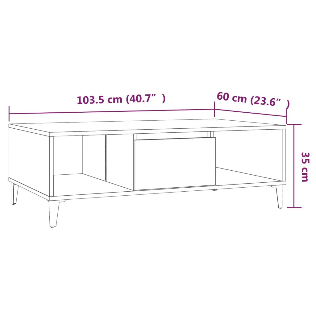 Tavolino da salotto | Tavolino da caff¨¨ | Tavolino da Soggiorno Rovere Fumo 103,5x60x35cm in Truciolato
