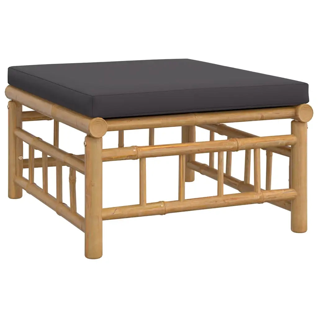 Salotto da Giardino-Set Salotto da Giardino 3pz con Cuscini Grigio Scuro Bamb¨´