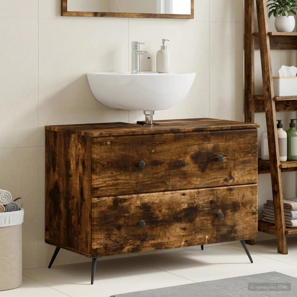 Armadio per Lavabo da Bagno BREDA Rovere Fumo 82 x 41 x 59 cm 897460