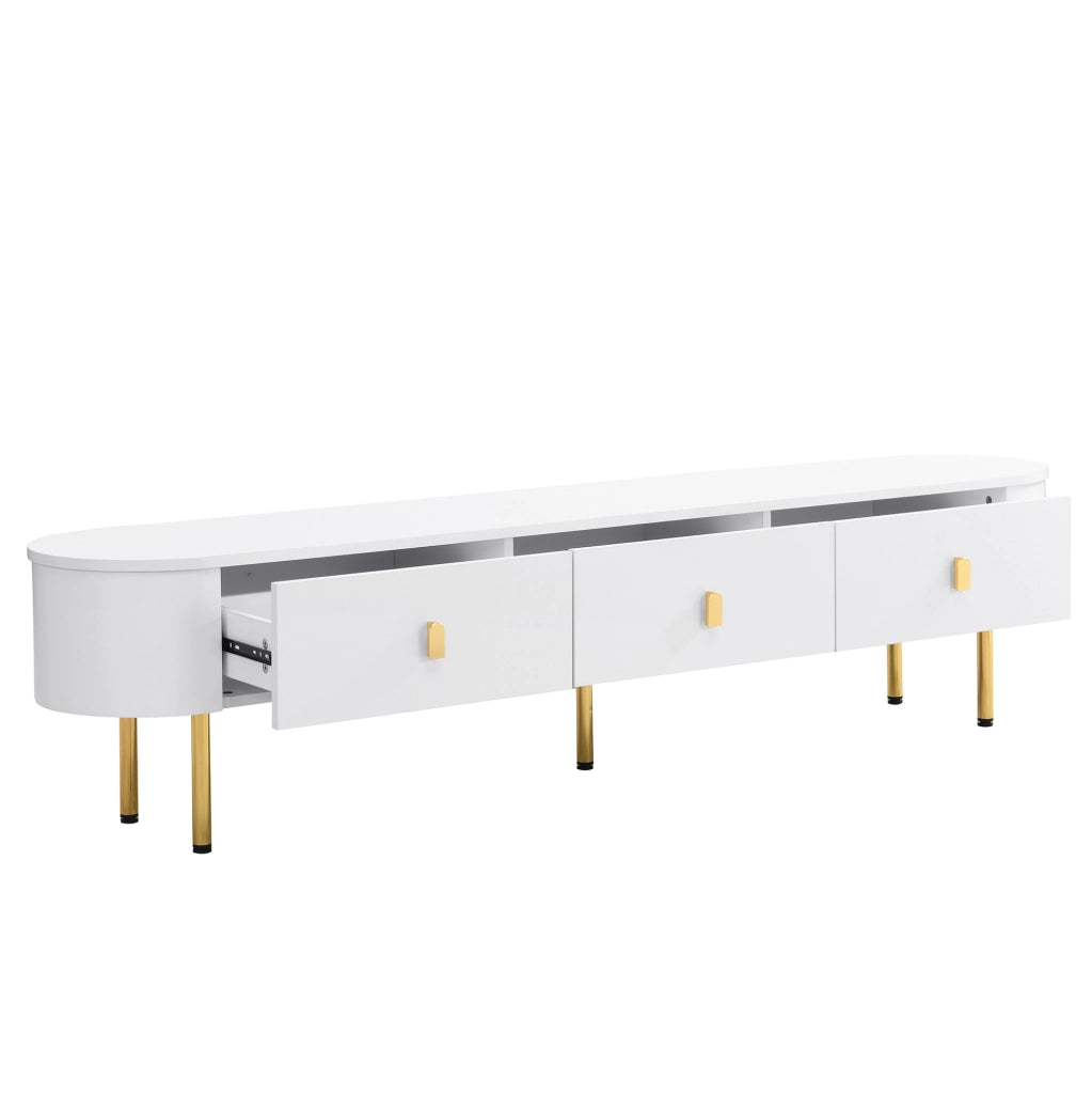 Combinazione tavolino da caffè e mobile TV con cassetti; in MDF bianco e oro