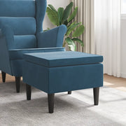 Poggiapiedi con Gambe in Legno Blu in Vellutocod mxl 94546
