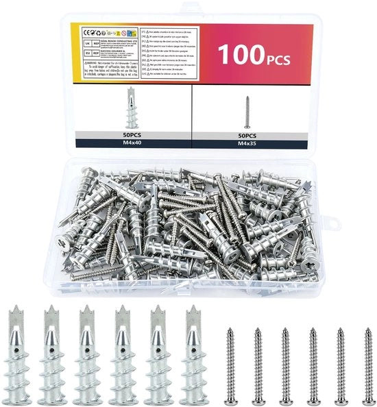Set di chiodi per gesso, 120 chiodi per gesso auto perforanti, metallo, per fissaggio su calcestruzzo, mattoni.