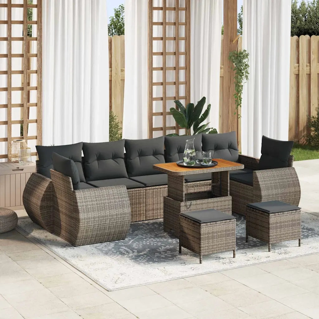Set Divano da Giardino 10 pcs Grigio polyrattan 3361863