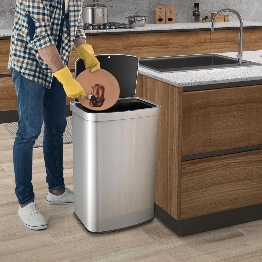 Pattumiera con sensore da 50 l, con sensore automatico, per cucina, ufficio, 39 x 29,5 x 60 cm