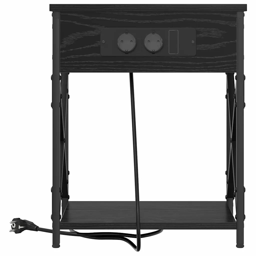 Armadio da Notte Rovere Nero 41 x 31 x 51 cm Legno multistrato 859505