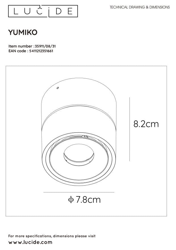 Lucide Yumiko faretto LED integrato 8W 2700K bianco