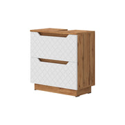 Vicco Mobile sottolavabo per bagno Rovere/bianco con struttura in piastrelle 59.8 x 62.5 cm con 2 cassetti