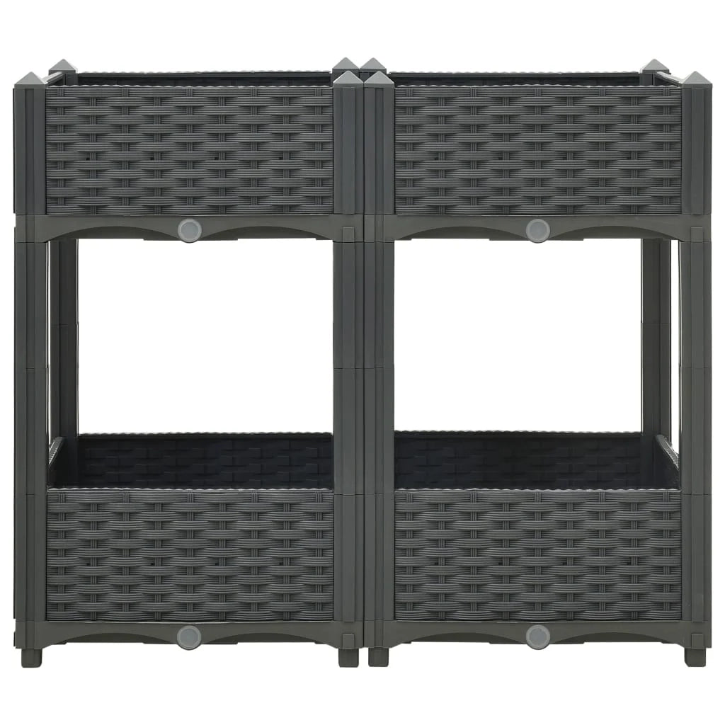 Fioriera rialzata per piante e fiori giardino 80 x 40 x 71 cm polipropilene grigio scuro 02_0000948