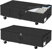 Magazzino sotto letto con ruote - Resistenze all'umidità e impermeabile - Borsa di stoccaggio con cerniera - Struttura in metallo - Per abbigliamento, coperte, scarpe, giocattoli - 2-pack
