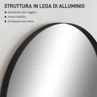Specchio da Bagno ad Arco in Lega di Alluminio e Vetro 60x90 cm per Camera e Soggiorno, Nero