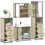 Set Mobili da Bagno 4 pz Rovere Sonoma in Legno Multistrato