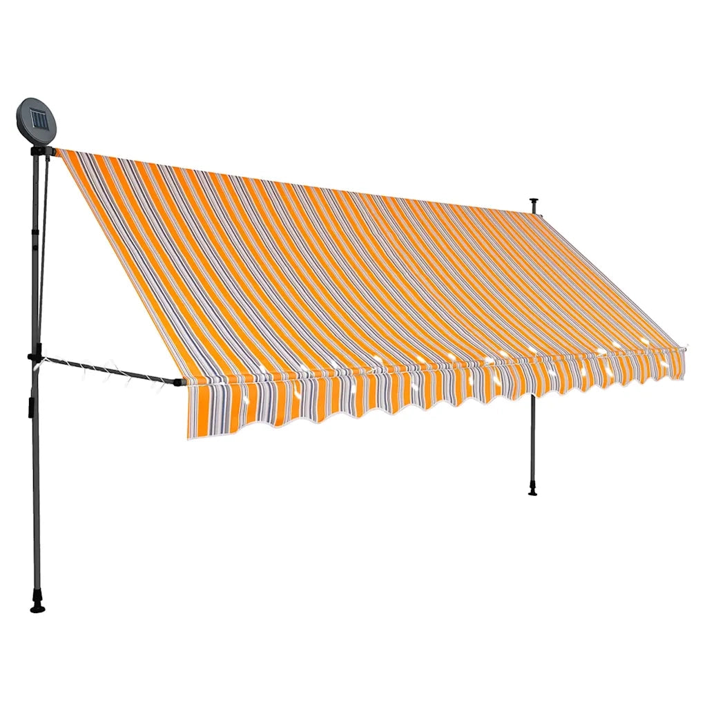 Tenda da Sole Retrattile Manuale con LED-Tenda parasole per Patio 400 cm Gialla e Blu