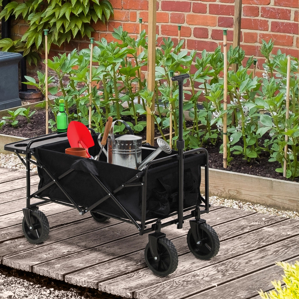 Carrello da Giardino Pieghevole 4 Ruote ¨C zephmum ¨C Nero