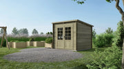 Casetta da giardino in legno - 6.25m2 - 2.5x2.5m - impregnata - 28mm - colore: verde - DOM724 - ALTANKA
