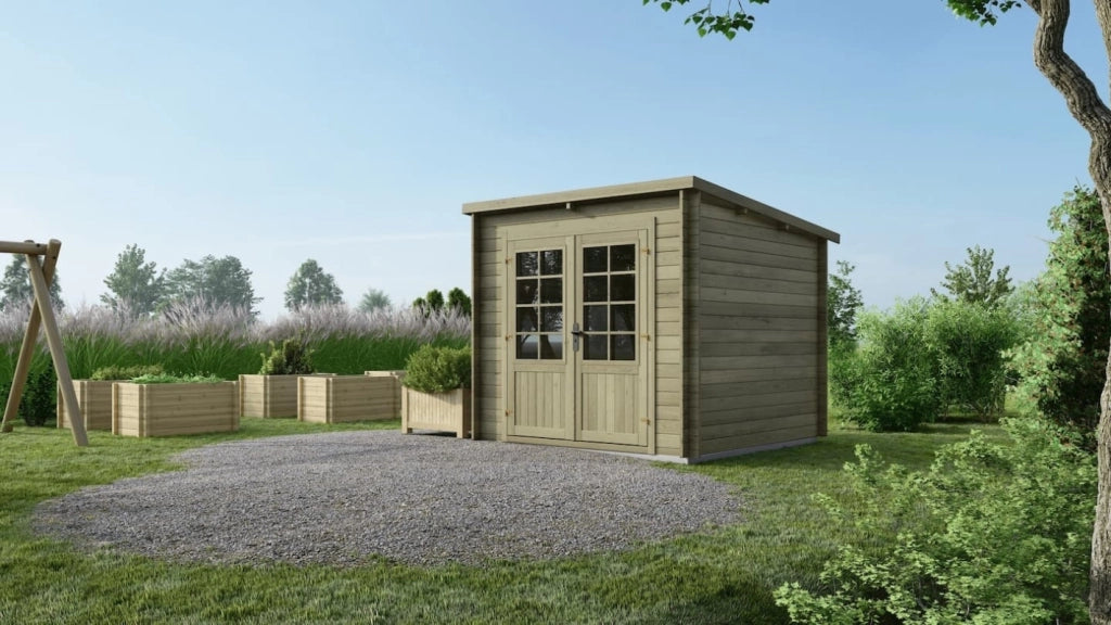 Casetta da giardino in legno - 6.25m2 - 2.5x2.5m - impregnata - 28mm - colore: verde - DOM724 - ALTANKA