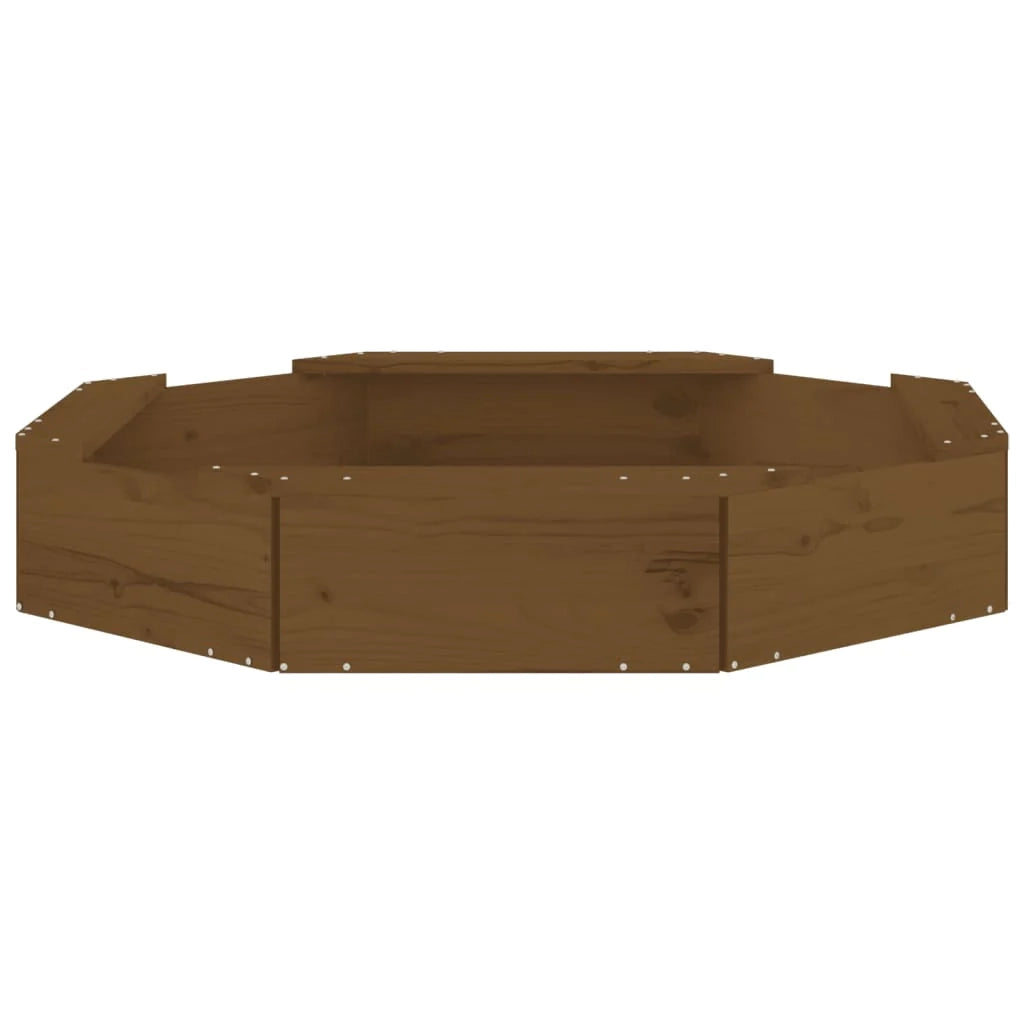 Sabbiera per bambini area giochi da giardino esterna con sedute ottagonali legno massello di pino marrone 02_0041537