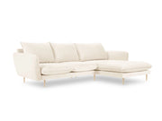 Cosmopolitan Design - Divano angolare destro "Vienna" 5 posti in velluto beige chiaro 