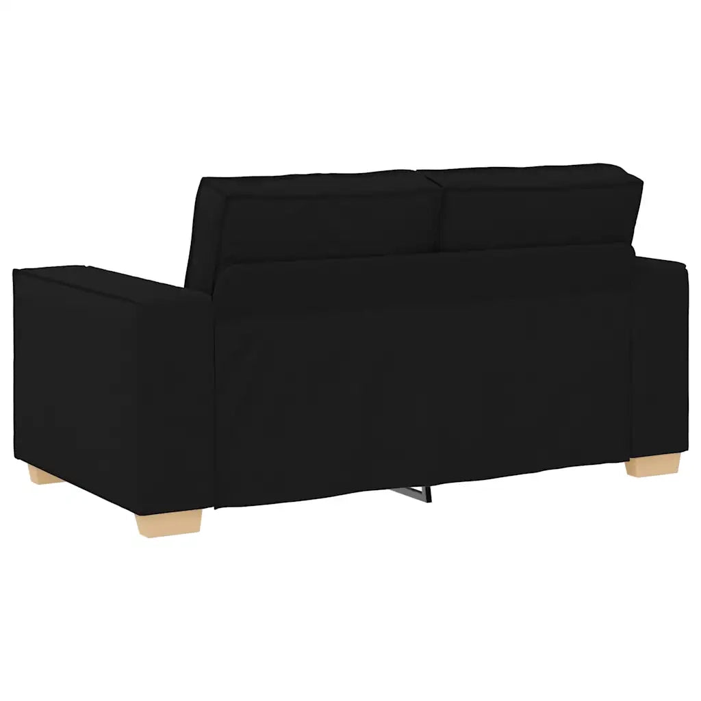 Set di Divani 2 pz con Cuscini Nero in Tessuto