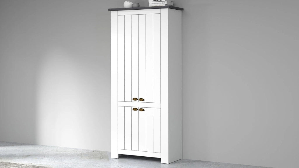 Scarpiera 4 Ante 84x42x200 cm Figo 4A Bianco Opaco/Report Grigio