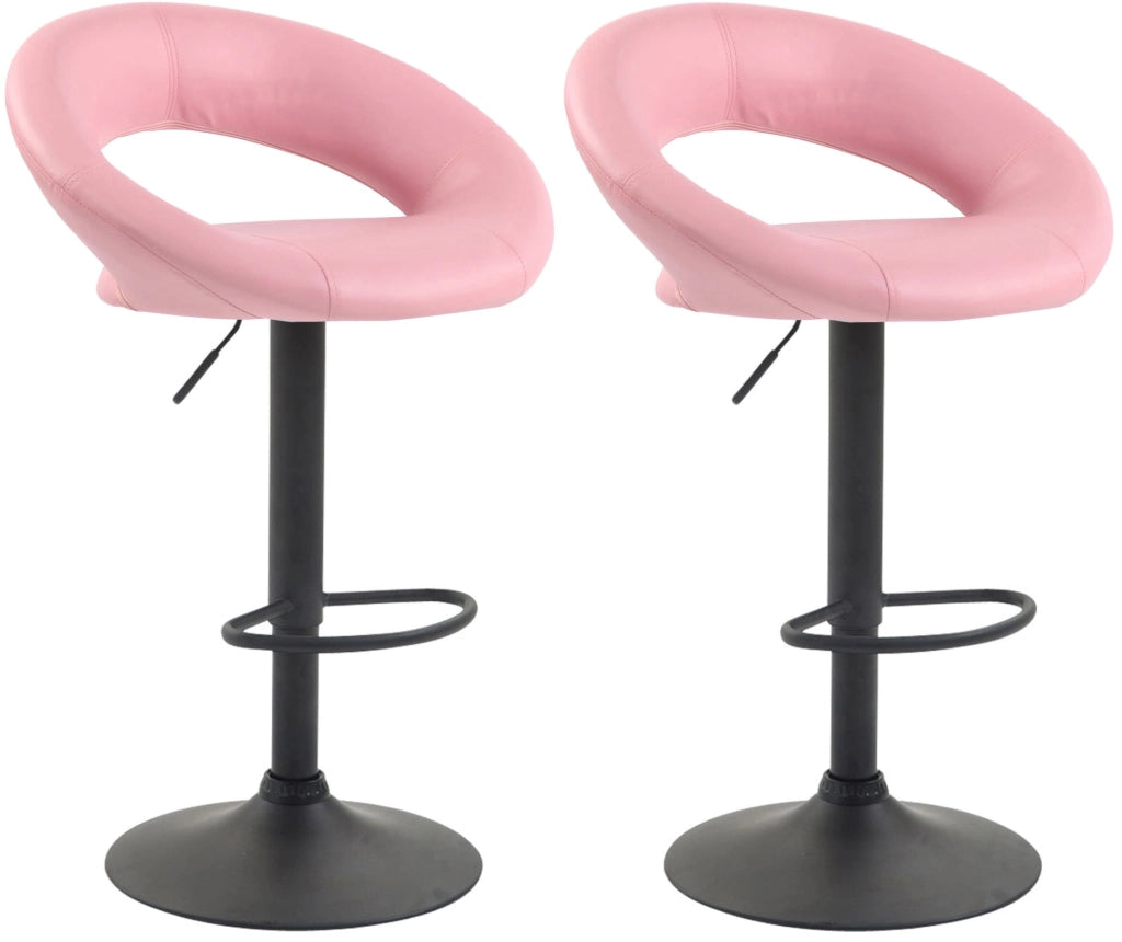 Set di 2 sgabelli da bar Olinda in finta pelle rosa,nero