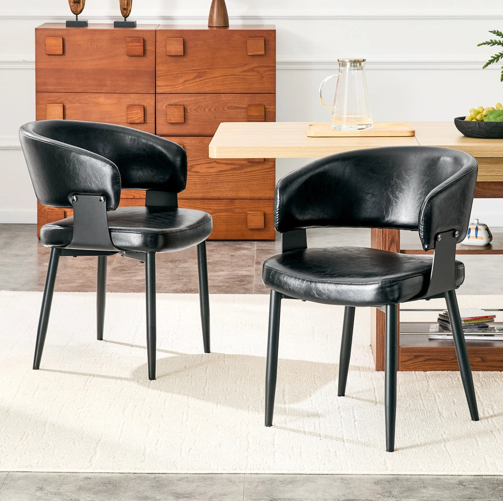 Sedie da pranzo 2 pezzi 77,3 cm in PU nero, stile Mid-Century moderno