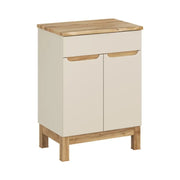 Set da bagno ERMANO cachemire e finitura rovere 60cm: mobile sottolavabo + piano per lavabo smussato