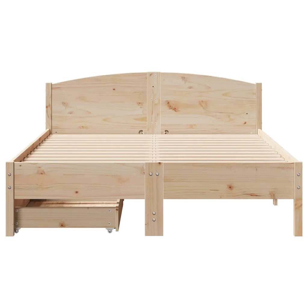 Letto senza Materasso 140x190 cm in Legno Massello di Pino