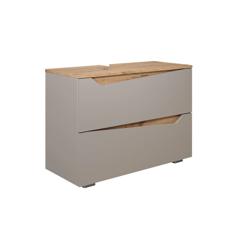 Vicco Mobile sottolavabo per bagno Greige/rovere artigianale 80 x 57.5 cm con 2 cassetti