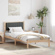 Letto con Testiera Rivestita Grigio scuro 90 x 200 cm
