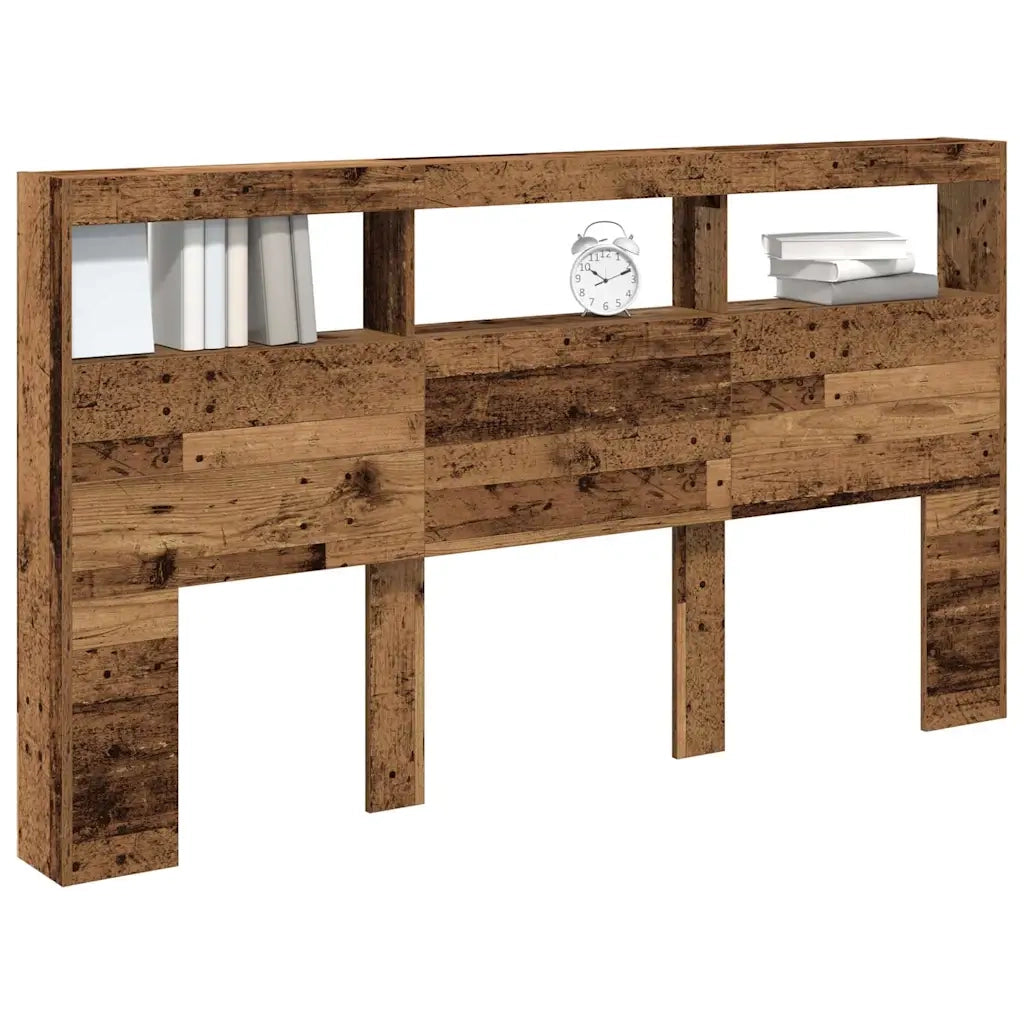 Testiera | Testata con Contenitore a LED Legno Antico 180x17x102 cm