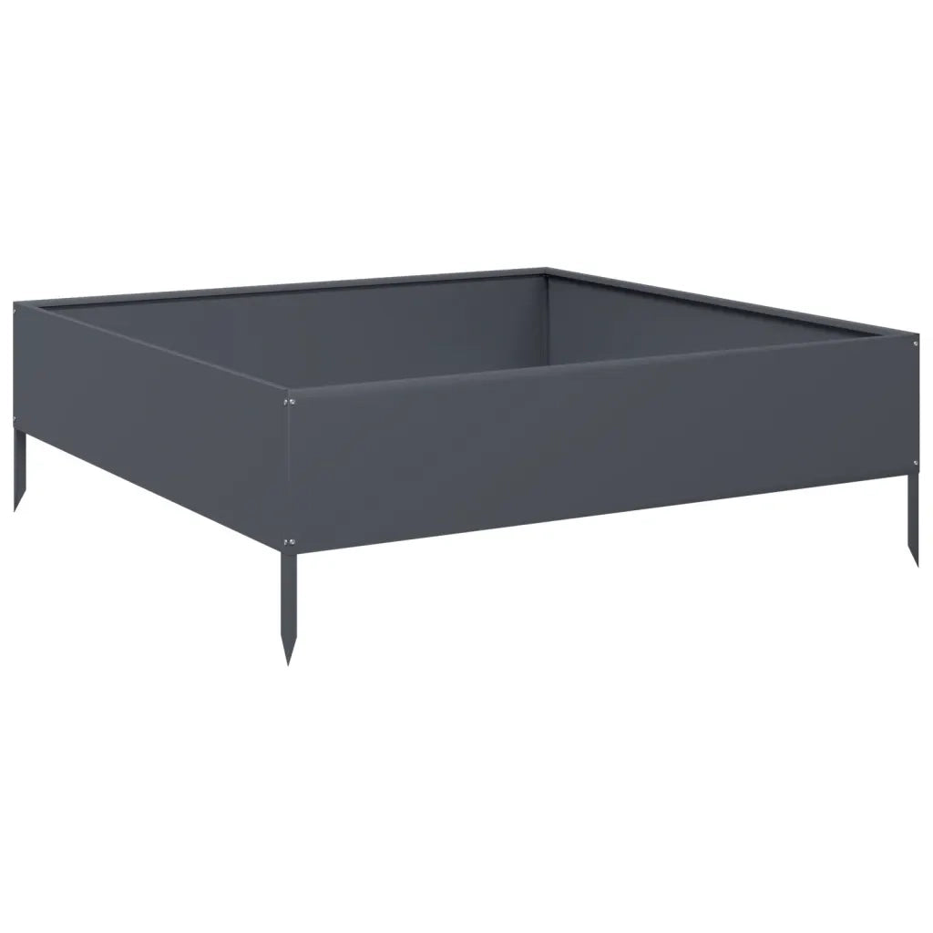 Fioriera Rialzata da Giardino Antracite 100x100x33,5cm Acciaio 851026